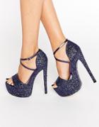 Kg By Kurt Geiger Nanette Glitter Platform Heeled Sandals - Blue