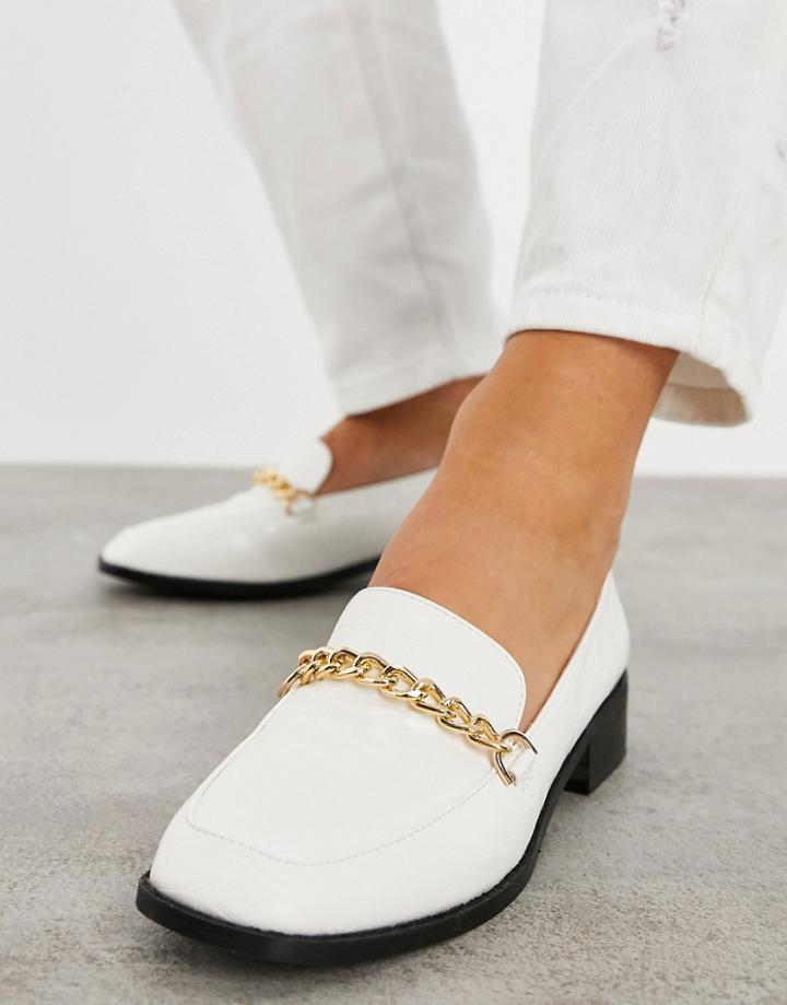 Raid Aleema Flat Shoes With Chain Detail In White Croc