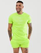 Asos Design Festival Two-piece Relaxed T-shirt In Neon Sequins - Green