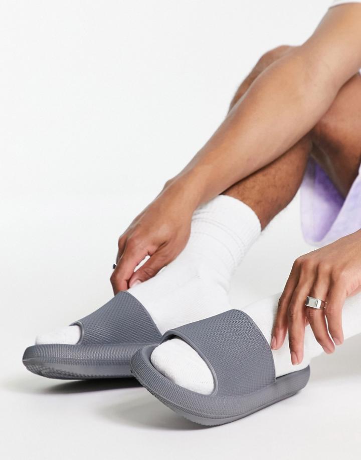 Asos Design Slides In Gray With Texture