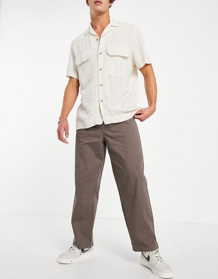 Asos Design Wide Leg Pants With Pleats In Light Brown