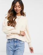 Y.a.s Knitted Cardigan With Balloon Sleeve-white