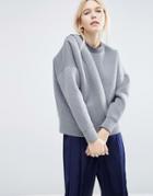 Asos White Bonded Tuck Detail Sweater - Gray
