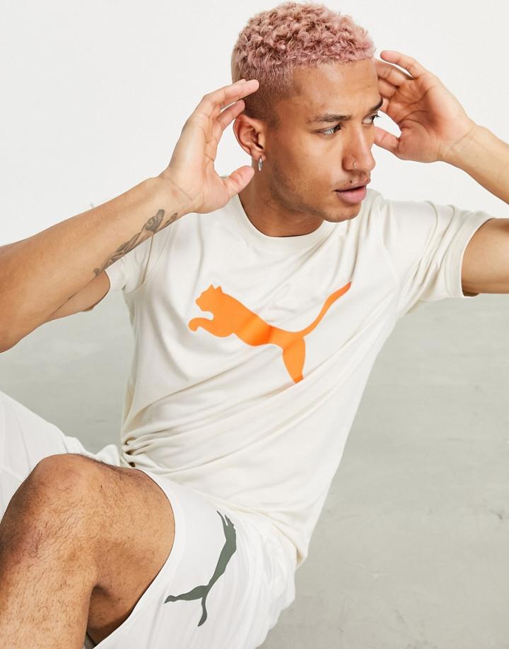 Puma Training Favorite Logo T-shirt In Cream-white