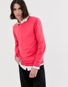 Asos Design Cotton Sweater In Pink - Pink