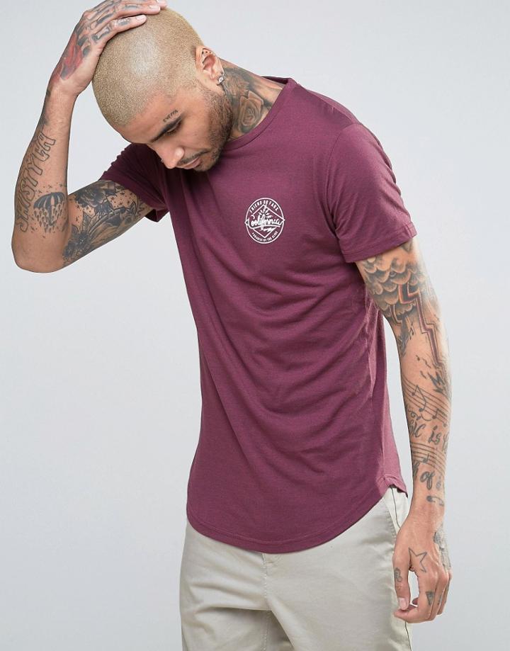 Friend Or Faux Stalker Curved Hem T-shirt In Burnout - Red
