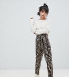 Asos Design Petite Tiger Print Belted Peg Pants-multi