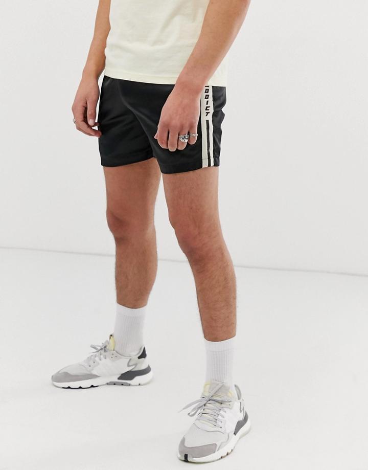 Night Addict Taped Satin Running Shorts - Black