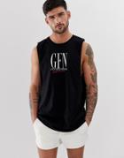 Good For Nothing Cut Away Tank In Black With Large Logo - Black