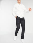 New Look Skinny Smart Pants In Navy Pinstripe