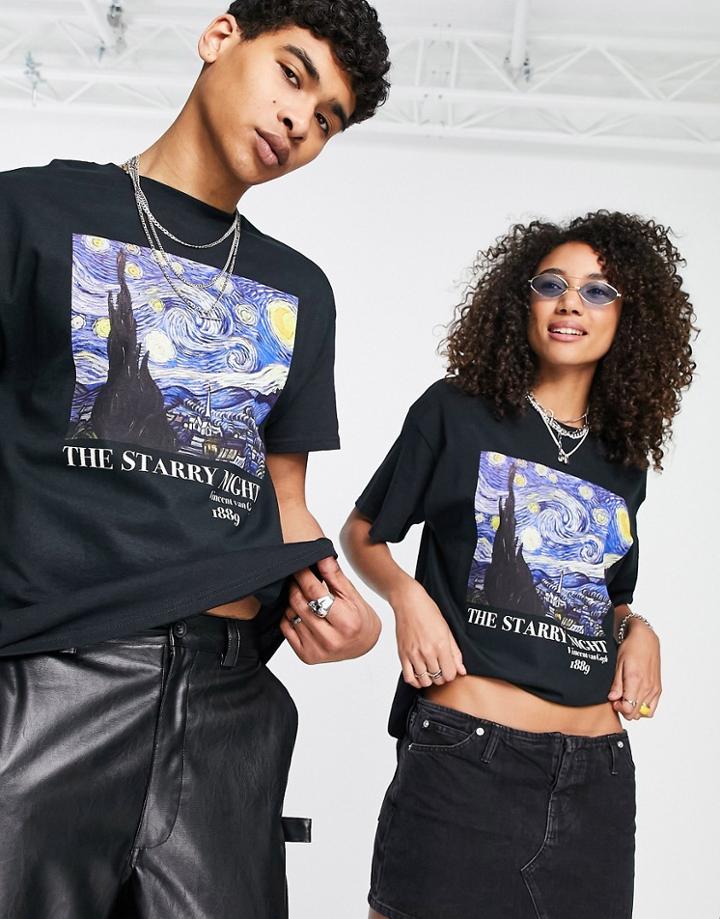 Reclaimed Vintage Inspired Unisex Starry Night Licensed T-shirt-black