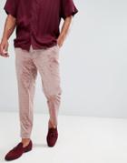 Asos Design Tapered Smart Pants In Pink Velvet Cord - Pink