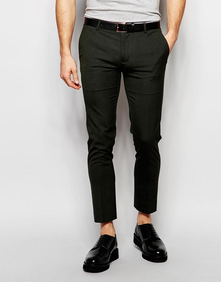 Asos Super Skinny Smart Cropped Pants - Khaki