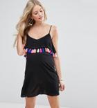 Asos Maternity Beach Sundress With Tassel Trim - Black