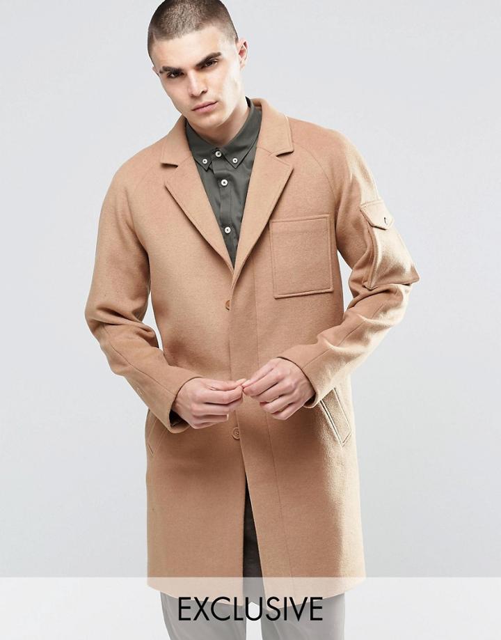 Underated Wool Overcoat - Stone