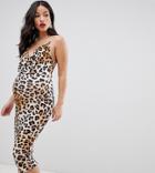 Asos Design Maternity Leopard Cowl Midi Dress - Multi