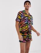 Jaded London Festival Two-piece Shorts In Rainbow Tiger Print