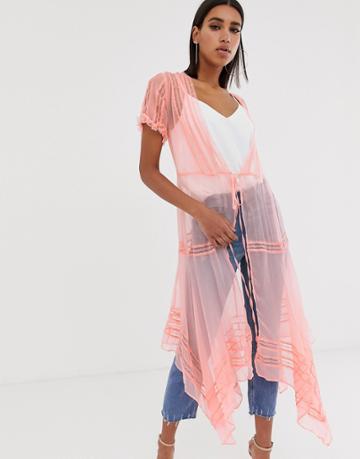 Nfc Lace Wrap Maxi Kimono - Multi