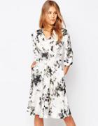 Closet Dress With Kimono Sleeve In Shadow Floral Print - Multi