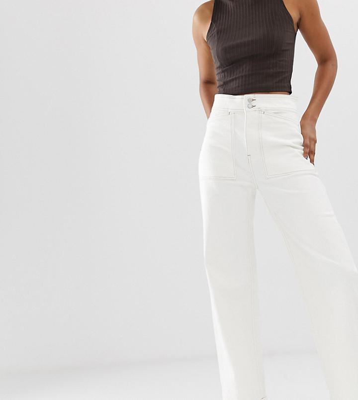 Weekday Contrast Stitching Worker Jeans In White