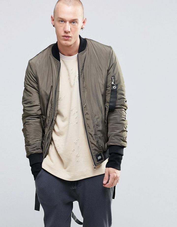 Sixth June Bomber Jacket With Detachable Straps - Khaki