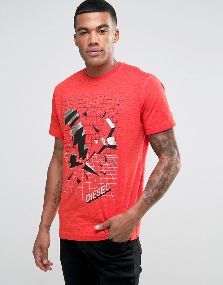 Diesel T-joe-sx Grid T-shirt - Red