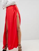 Ivyrevel Maxi Skirt With Double Thigh Splits - Red