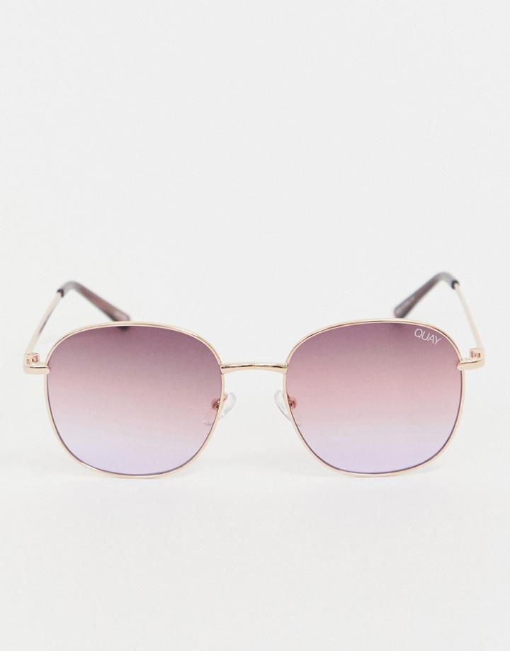 Quay Australia Jezabell Round Sunglasses In Purple Fade - Purple