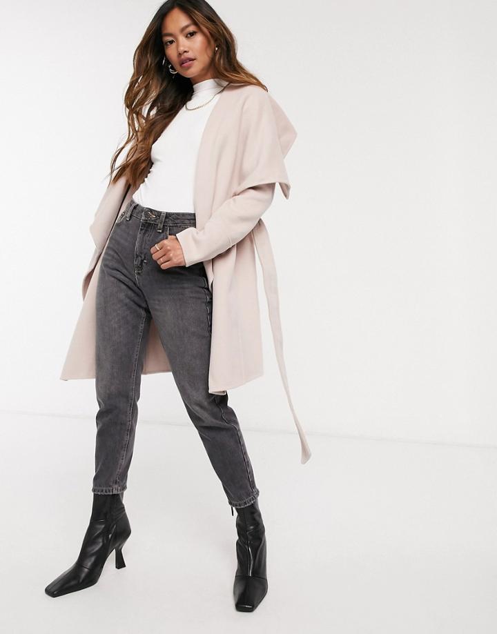 Forever New Waterfall Wrap Coat In Pink