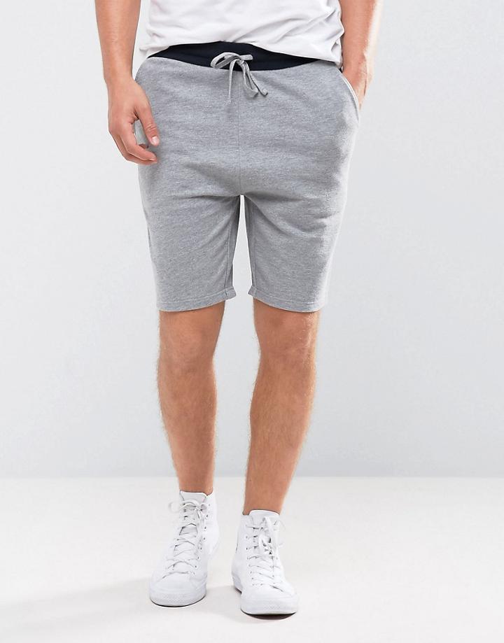 Asos Skinny Jersey Short With Contrast Waistband - Gray