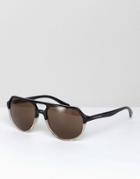 Emporio Armani 0ea4111 Aviator Sunglasses In Black 57mm - Black
