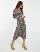 Trendyol Long Sleeve Midi Dress In Ditsy Floral Print-black