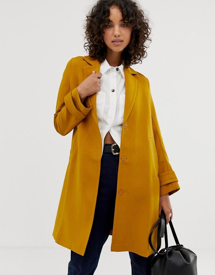 Asos Design Crepe Coat-yellow