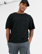 Asos Design Oversized T-shirt With Raw Neck In Black