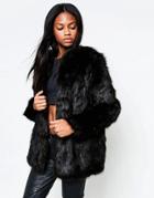 Parka London Astra Faux Fur Short Coat - Black
