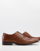 Asos Design Oxford Brogue Shoes In Tan Leather-brown