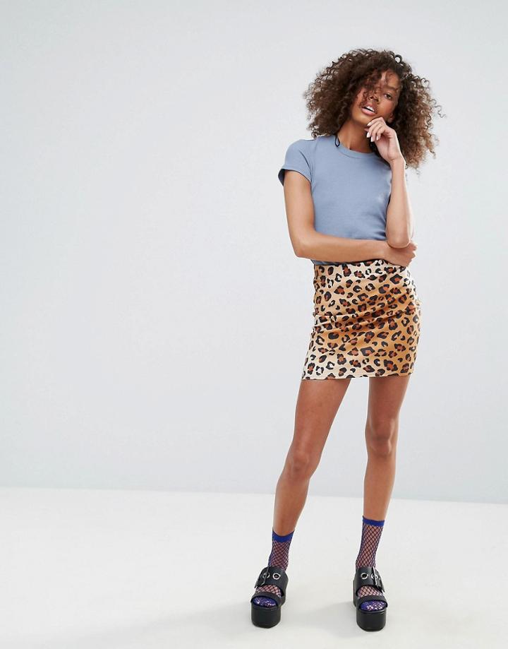 Monki Leopard Print Skirt - Multi