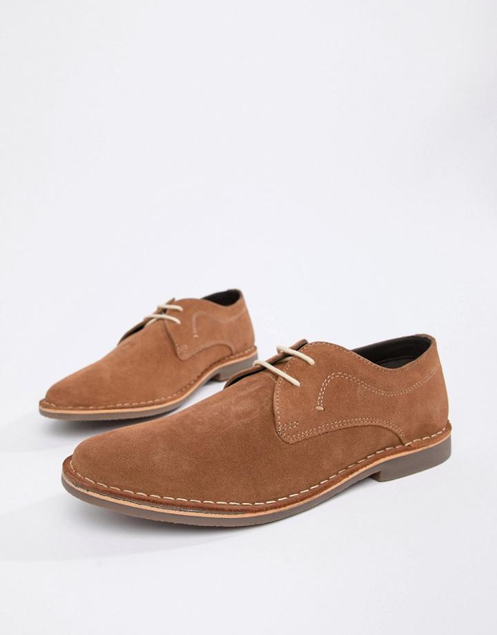 Red Tape Yuma Desert Brogue Shoe In Tan Suede - Tan