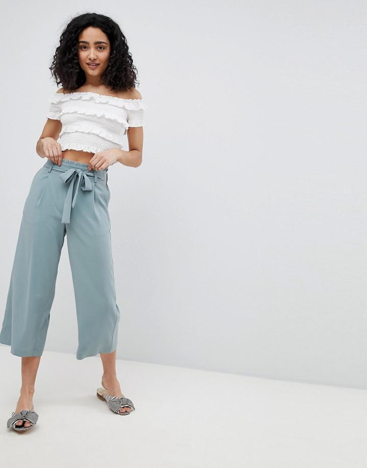 New Look Wide Leg Crop Culottes - Green