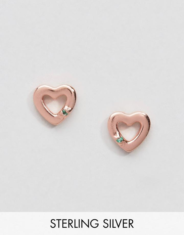 Johnny Loves Rosie Rose Gold Plated Heart Stud Earrings - Gold