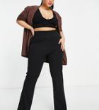 Asos Design Curve Slim Kick Flare Suit Pants In Black