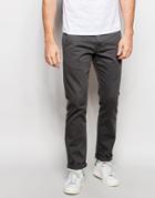 Solid Straight Fit Chinos - Gray