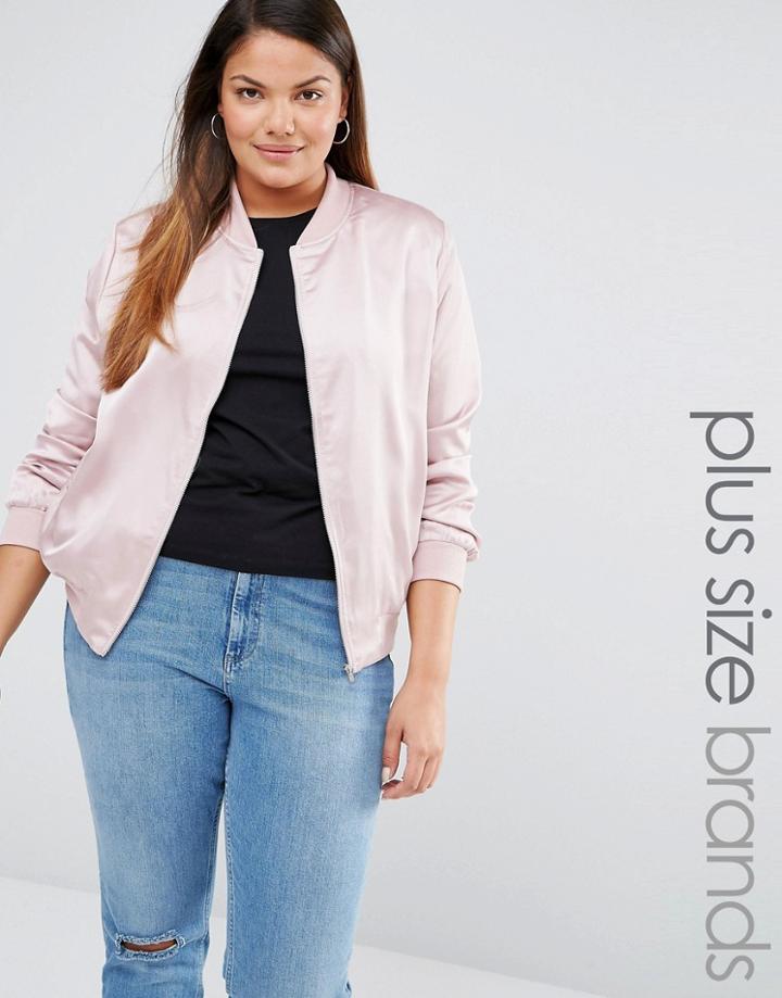 Missguided Plus Satin Bomber Jacket - Purple