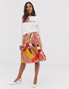 Vila Printed Pleated Skirt - Multi