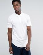 Troy Curved Hem Jersey Polo Shirt - White