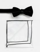 Selected Homme Velvet Bow Tie & Pocket Square Set