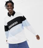 Crooked Tongues Long Sleeve Rugby Shirt With Logo Panel - Black