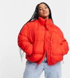 Asos Design Curve Oversized Recycled Puffer Jacket In Red