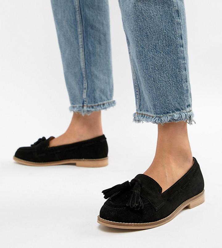 Asos Design Messenger Suede Tassel Loafers - Black