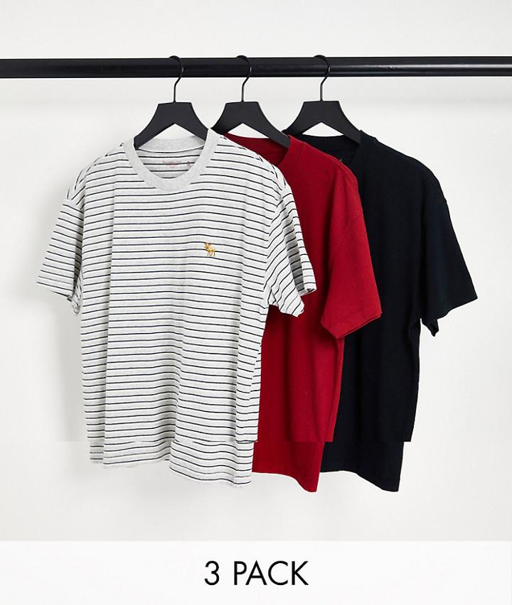 Abercrombie & Fitch 3 Pack T-shirts In Multi With Logo